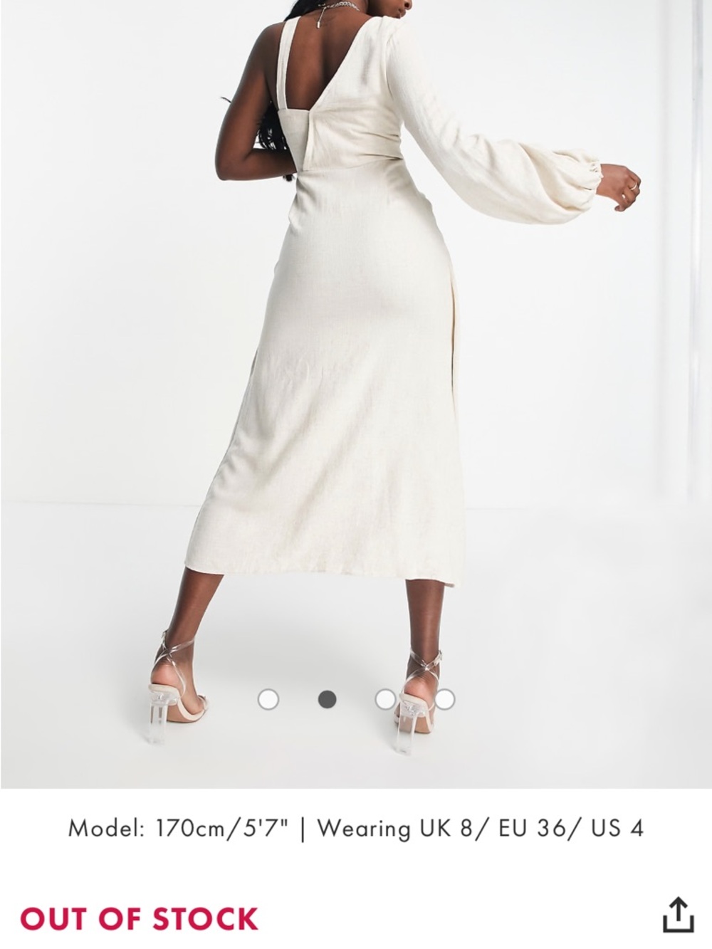 ASOS Cream Wrap High-Low Dress - Picture 2 of 5